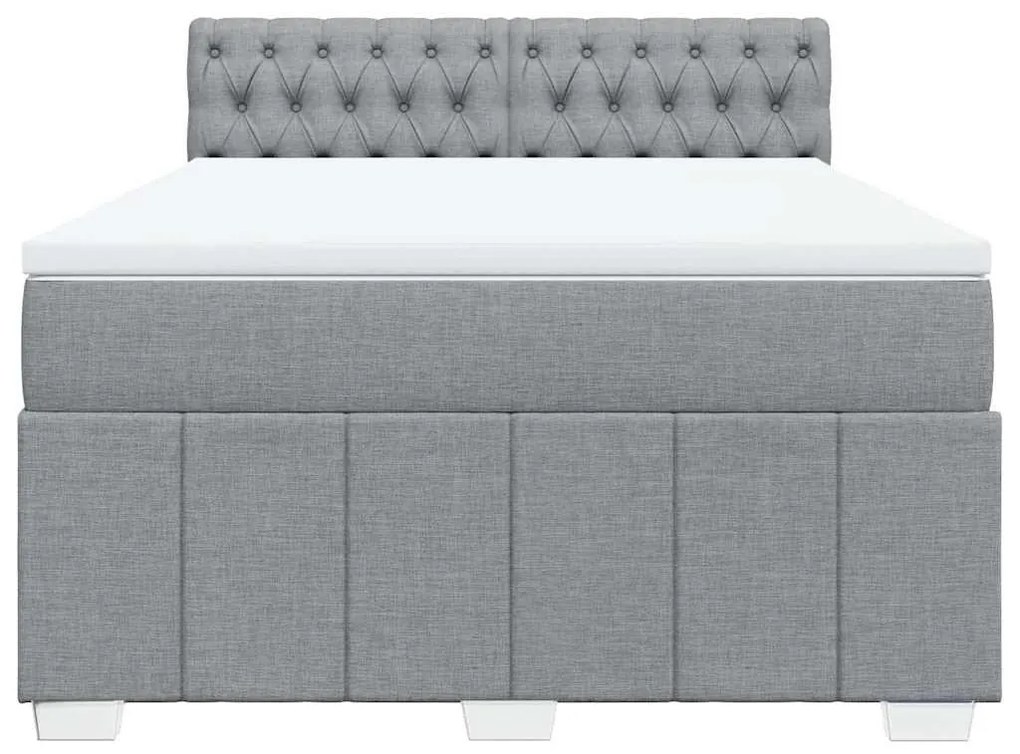 Cama com molas/colchão 160x200 cm tecido cinzento-claro
