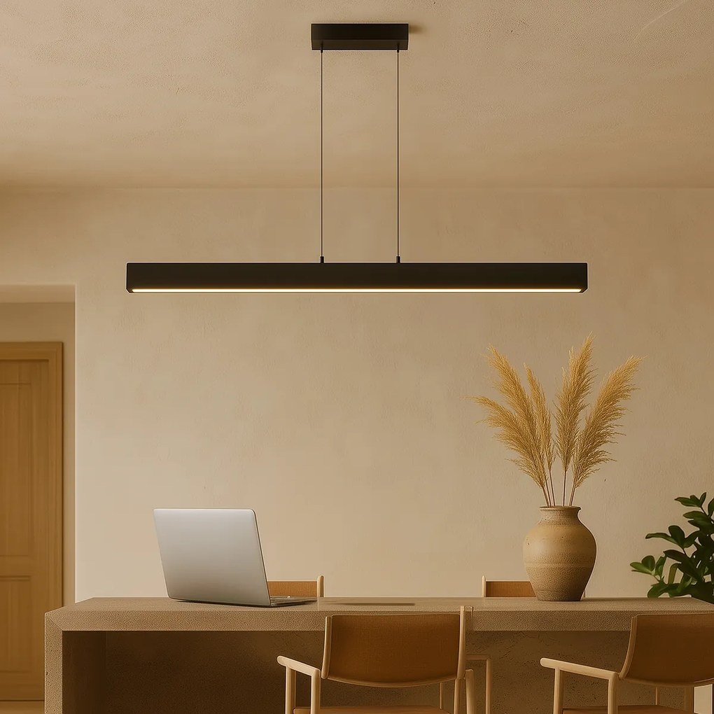 Candeeiro Suspenso Preto com LED, Regulável em 3 Passos (2700-4000K) e Interruptor DIP - Keane