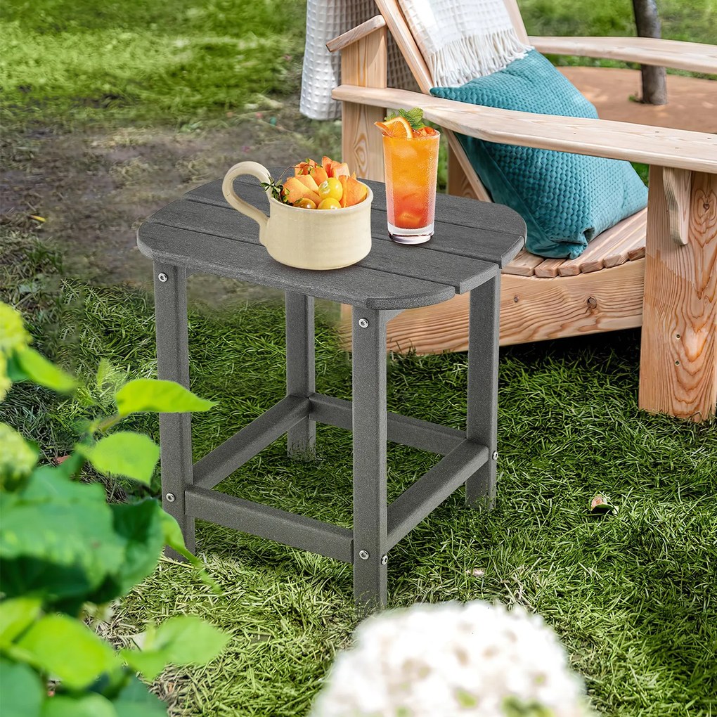 Conjunto de 2 mesas de jardim 48 x 37 x 46 cm em HDPE, Adirondack resistente às intempéries cinzenta