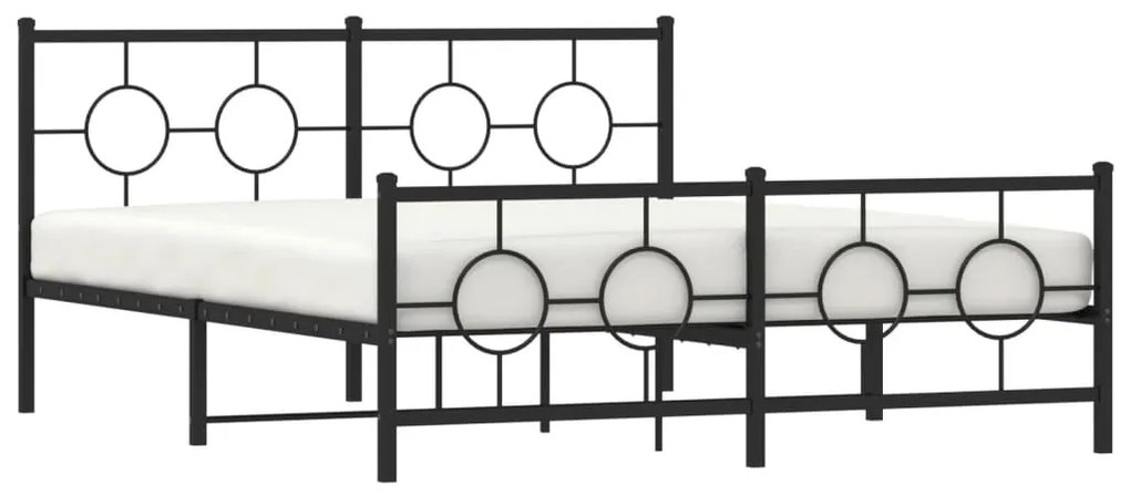 Estrutura de cama com cabeceira e pés 160x200 cm metal preto