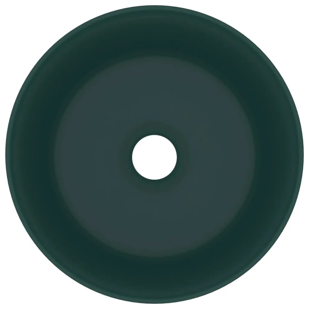 Lavatório luxuoso redondo 40x15cm cerâmica verde-escuro mate