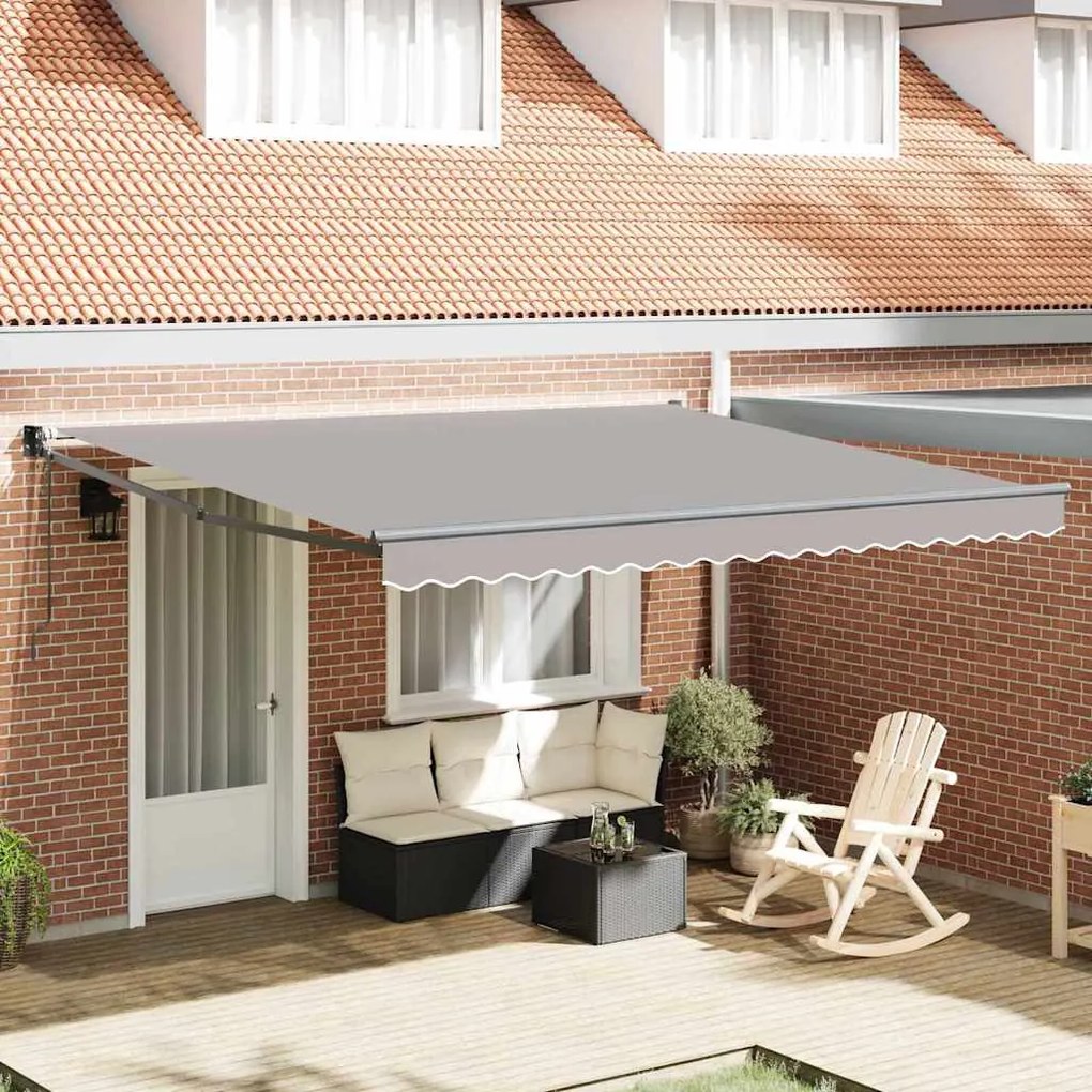 Toldo Retrátil Automático vidaXL Cinza Claro 400x300 cm