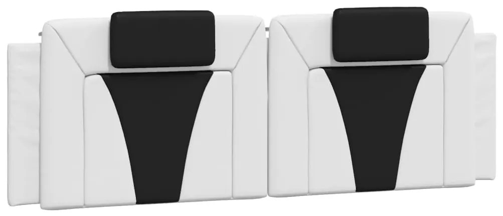 Estrutura cama c/ cabeceira 160x200 couro artif. branco/preto