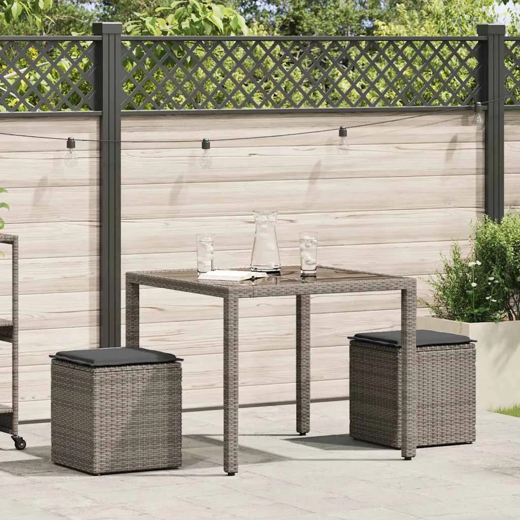 Bancos jardim com almofadas 2 unid 40x40x43 cm vime PE cinzento