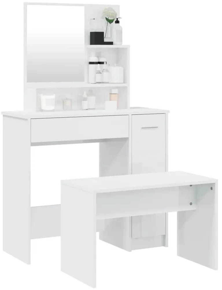 Conjunto toucador 86,5x35x136 cm branco brilhante