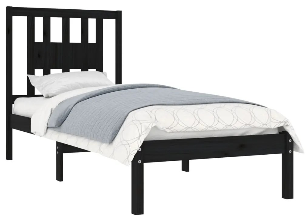 Estrutura cama pequena solteiro 75x190 cm madeira maciça preto