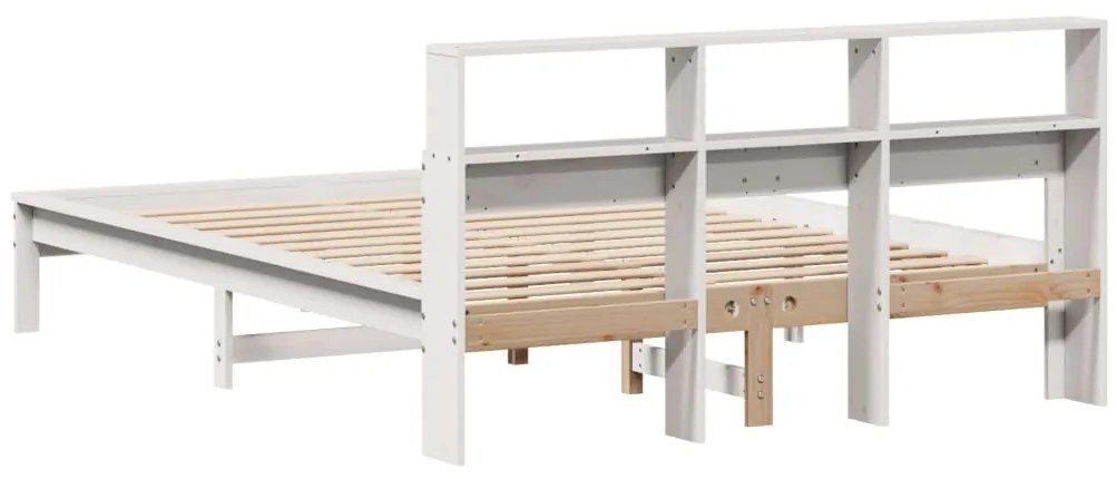 Cama com estante sem colchão 120x190 cm pinho maciço branco