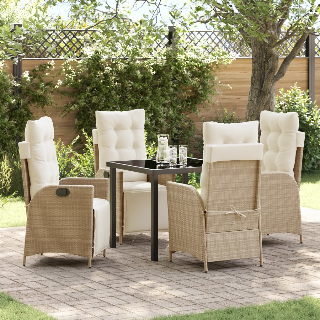 vidaXL Conjunto de 5 Peças para Jantar no Jardim Bege em Rattan de PE