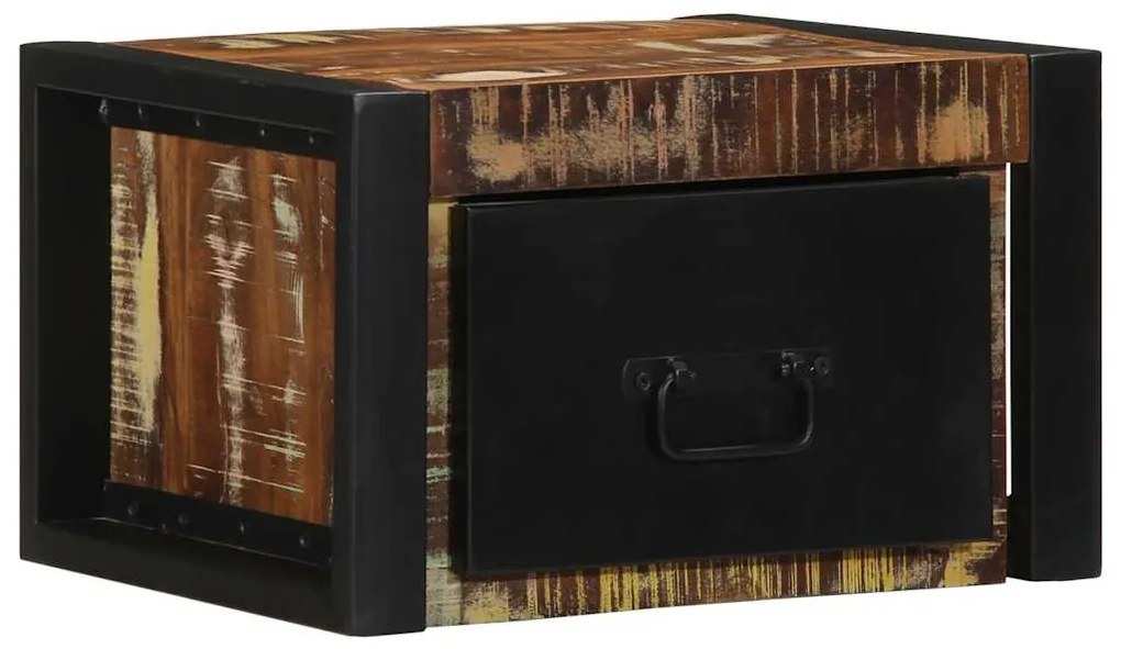 Mesa de cabeceira multicor 40x35x25cm madeira maciça recuperada