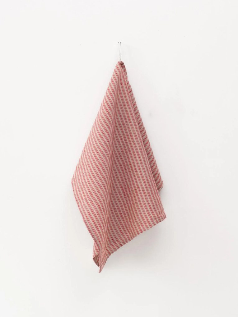 Pano de cozinha em linho Red Natural Stripes