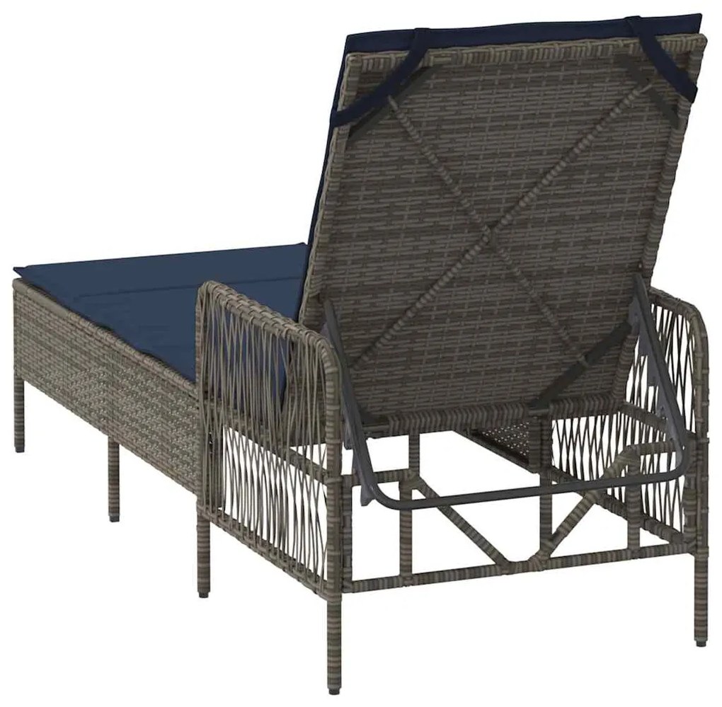 Espreguiçadeira Cinza Rattan PE 157 x 55 x 92 cm Dobrável