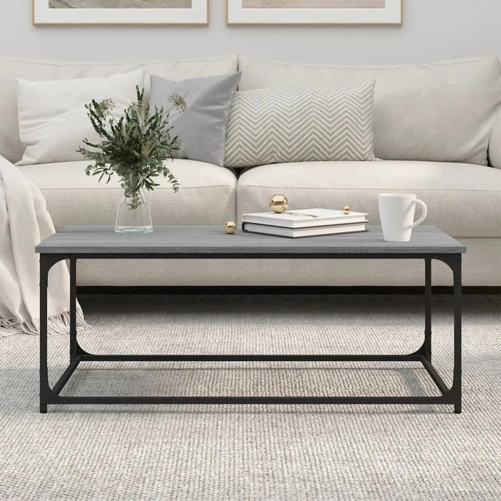 Mesa de centro 102x50x40cm derivados madeira/ferro cinza sonoma