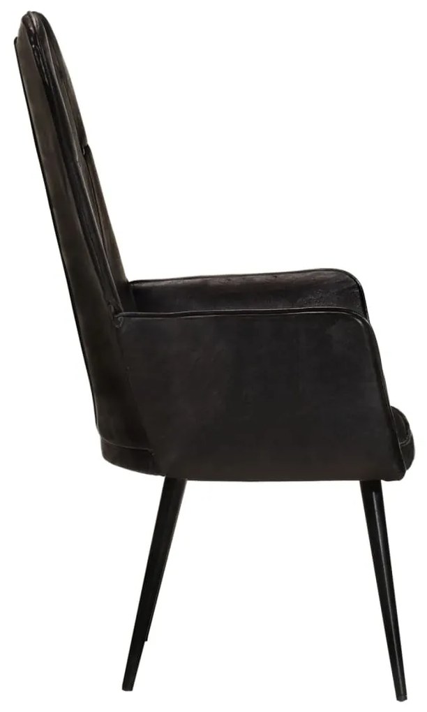 Poltrona de apoio couro genuíno preto