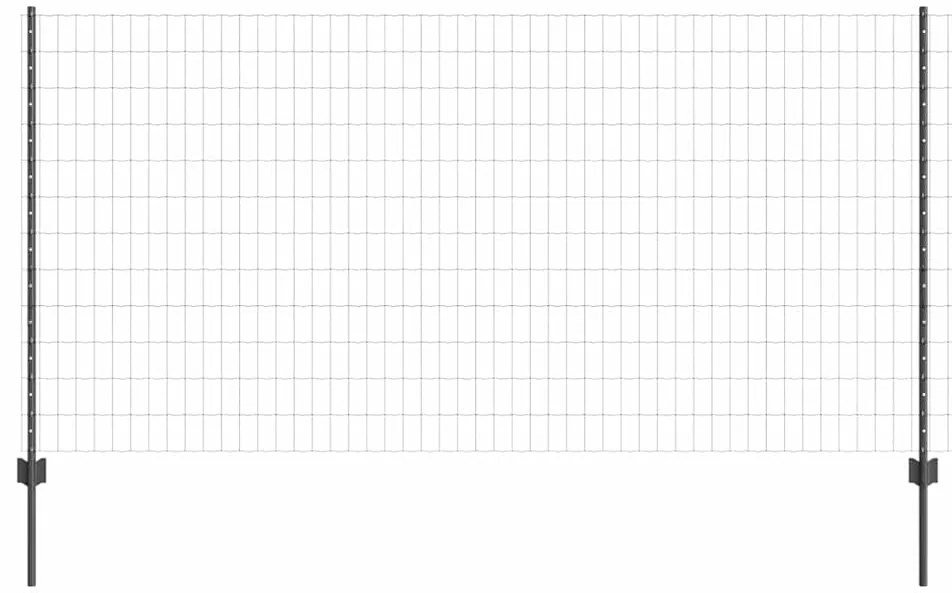 Cerca Euro com 10 Postes Cinza 1.2x10 m de Aço