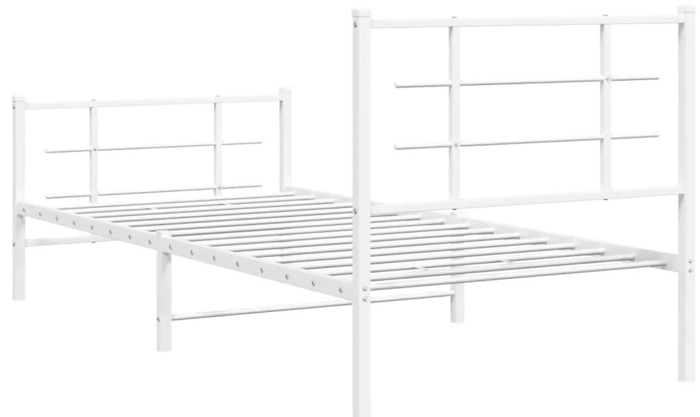 Estrutura de cama com cabeceira e pés 90x190 cm metal branco