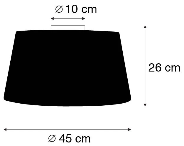 Candeeiro de teto preto mate com abajur branco 45 cm - Combi Moderno