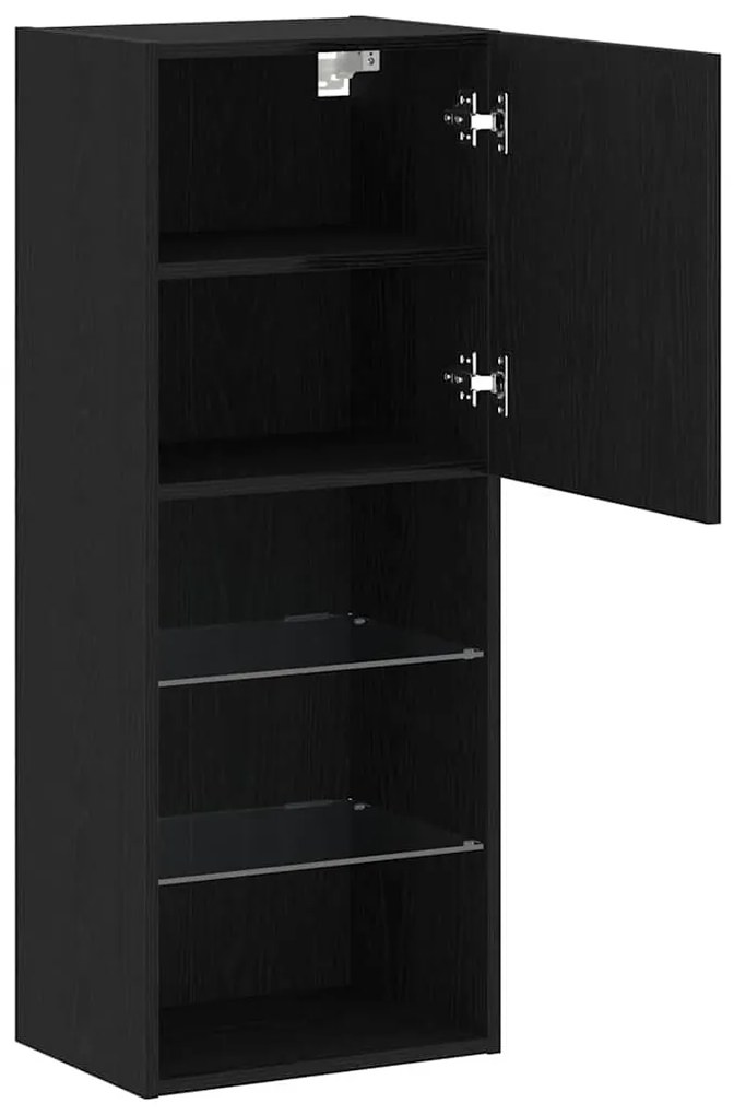 Armário de TV vidaXL com Luzes LED Carvalho Preto 40,5x30x102 cm