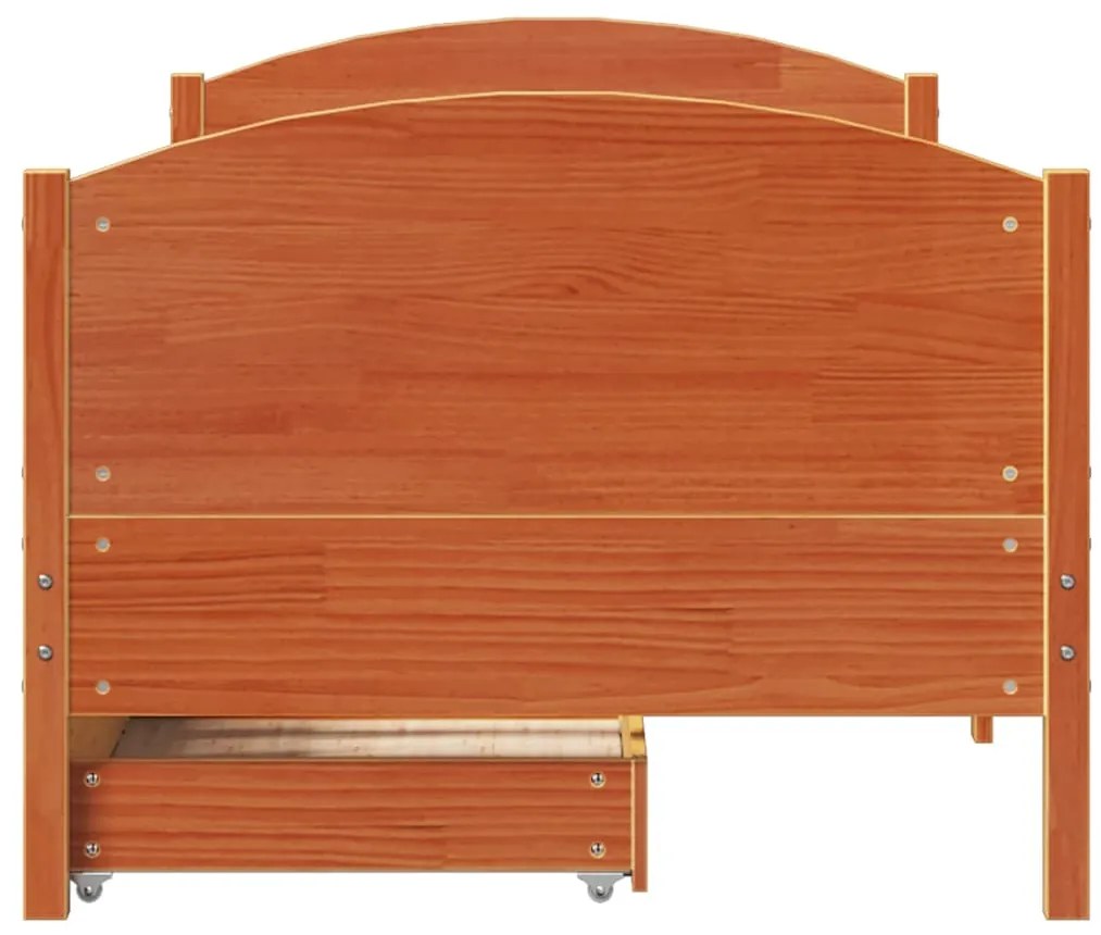 Cama sem colchão 100x200 cm pinho maciço castanho-mel