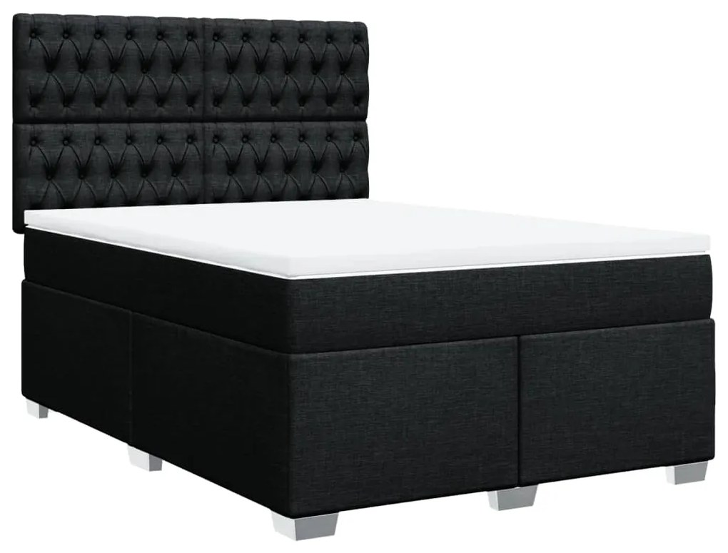 Cama com molas/colchão 160x200 cm tecido preto