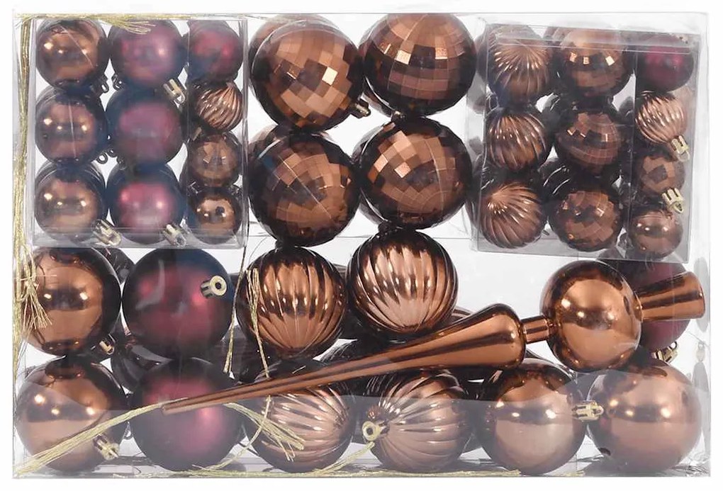Enfeites de Natal 98 pcs Ø3/4/6 cm castanho