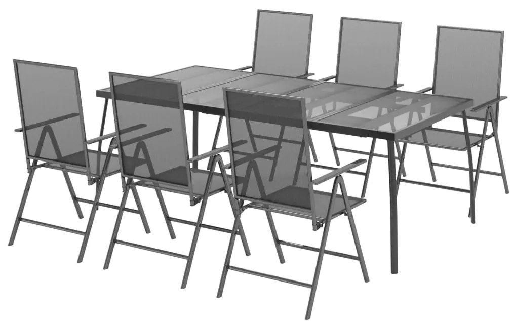 7 pcs conjunto de jantar para jardim aço antracite