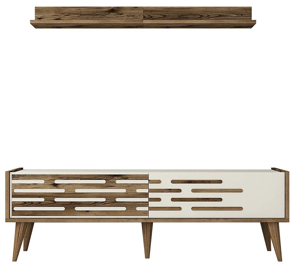 Unidade de TV Valensiya – Nogueira e Creme – 140 cm x 35 cm x 45 cm