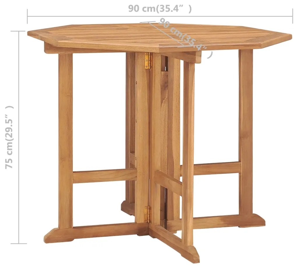 5 pcs conjunto jantar dobrável p/ exterior madeira teca maciça