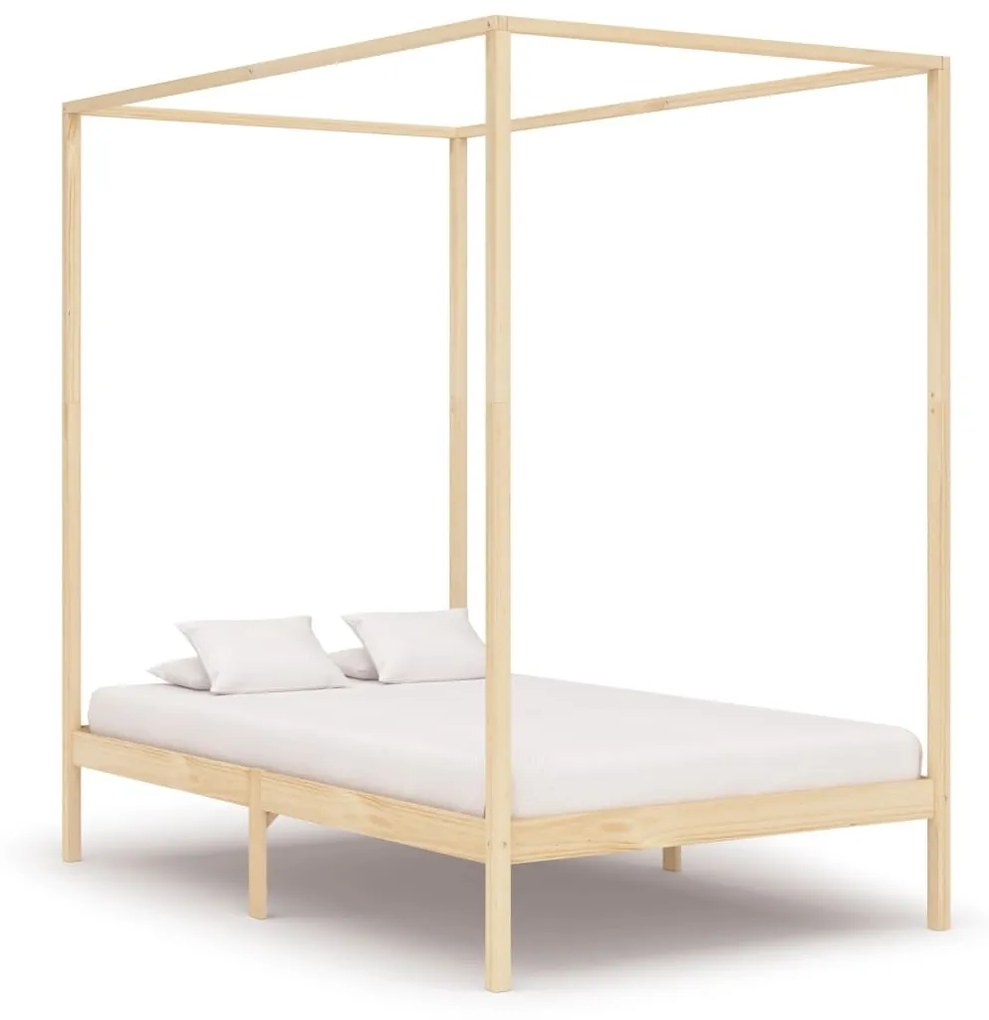 Estrutura de cama com toldo 120x200 cm pinho maciço