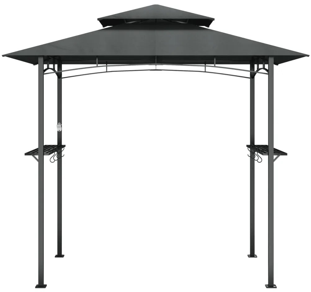 Gazebo churrasco prateleiras laterais 240x150x243 aço antracite