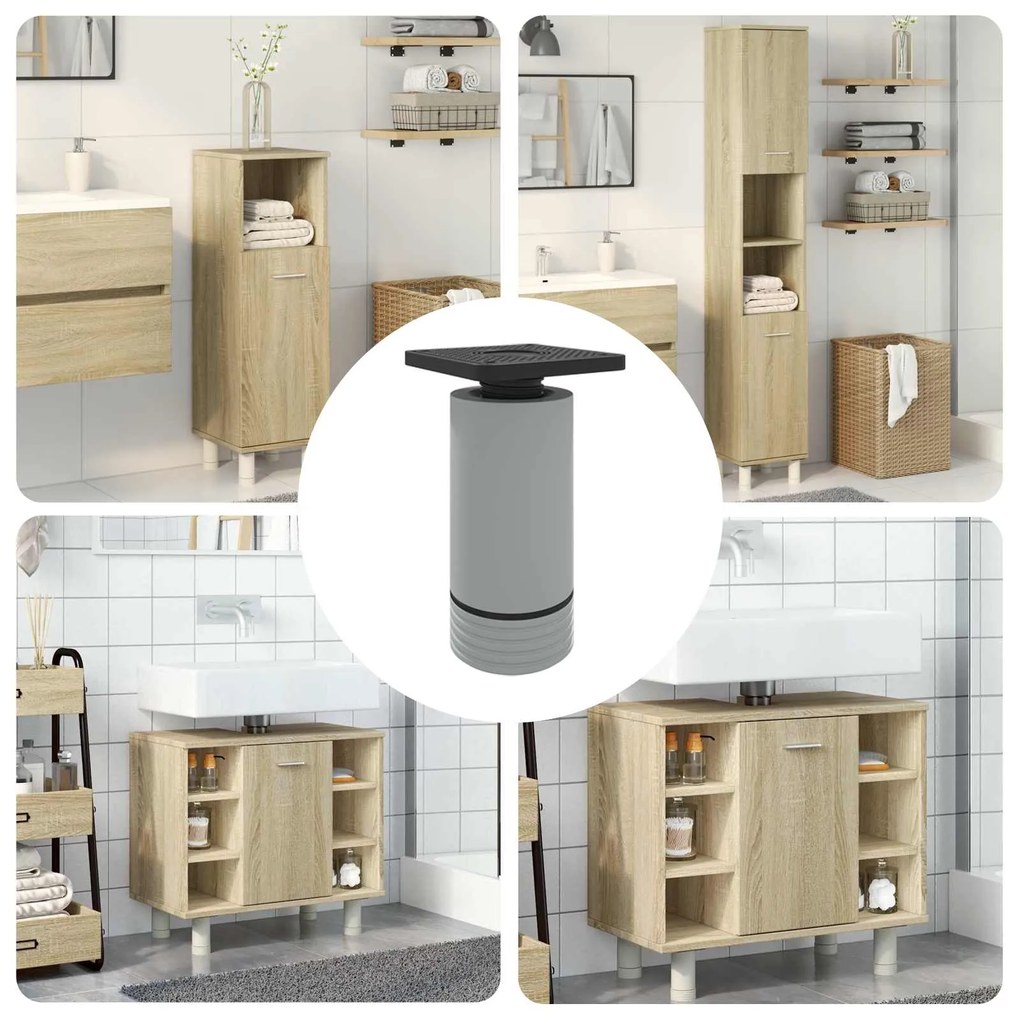 vidaXL Pés de Móveis Ajustável 12 pcs Branco 64 x 64 x 100 mm PP