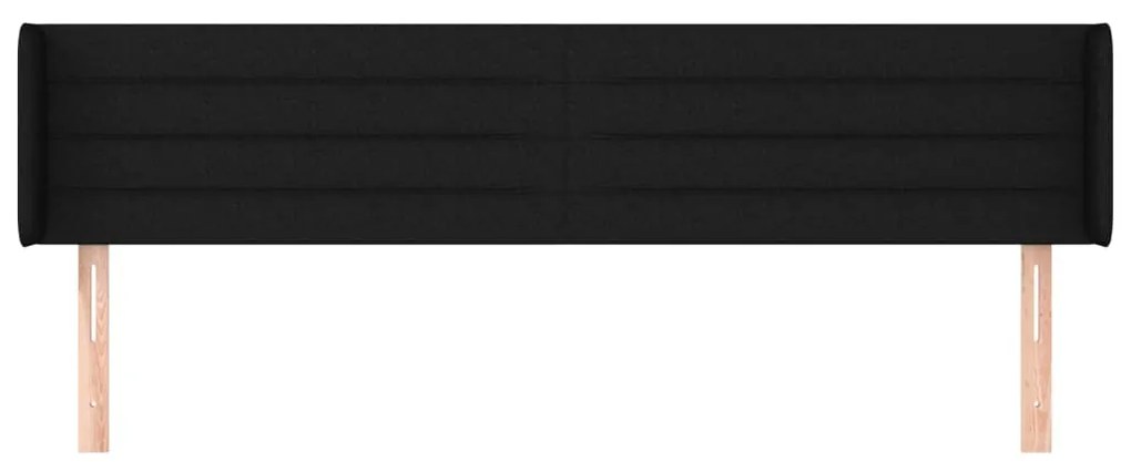 Cabeceira de cama c/ abas tecido 183x16x78/88 cm preto