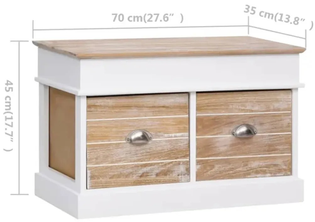 Banco de corredor 70x35x45 cm madeira de paulownia