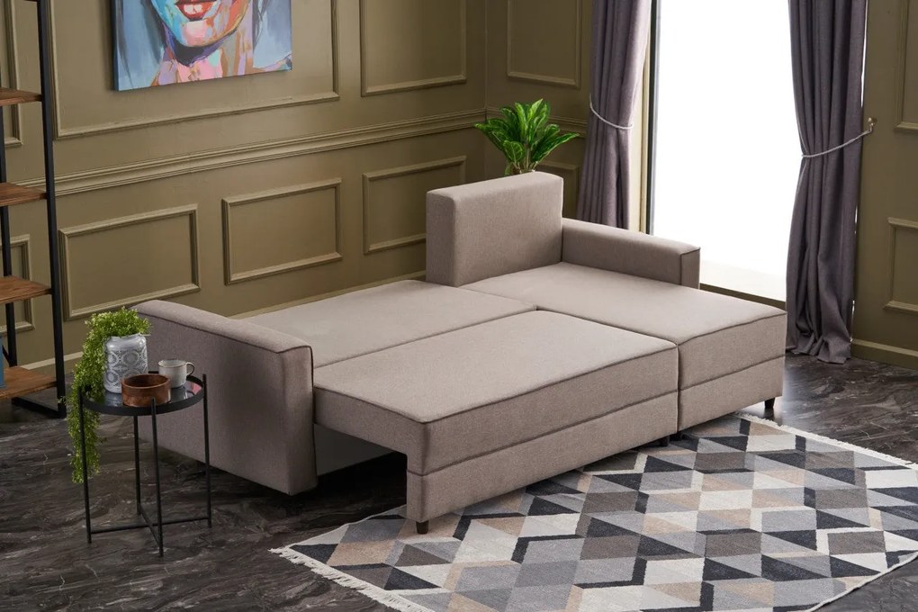 Sofá-cama de Canto Ece – Creme – 242 x 88 x 90 cm