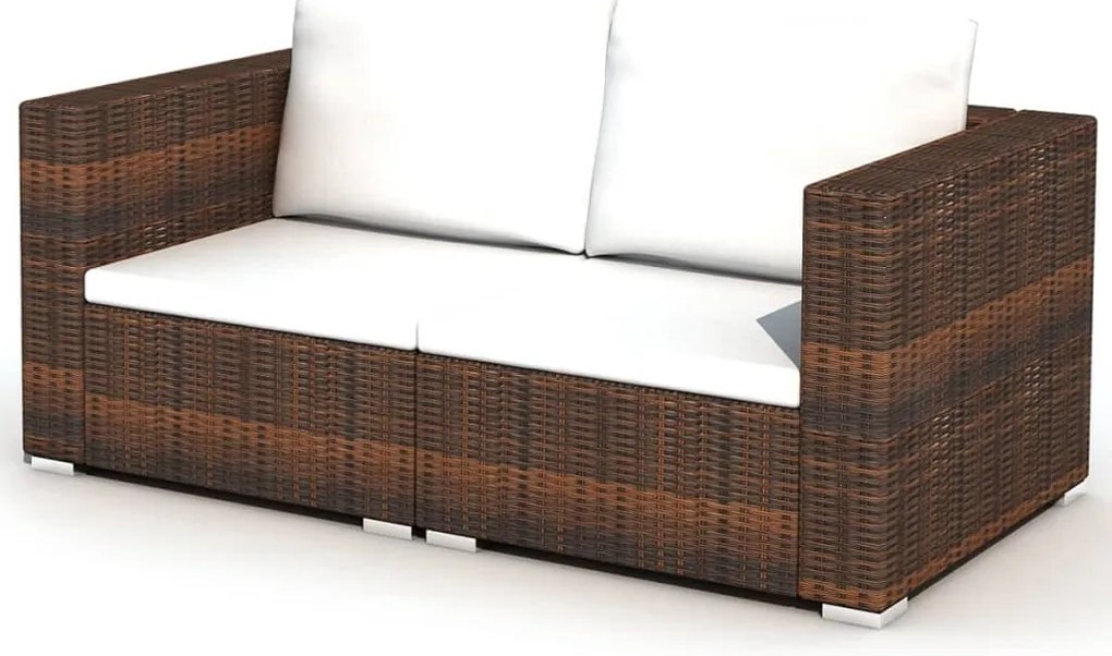 10 pcs conjunto lounge jardim c/ almofadões vime PE castanho