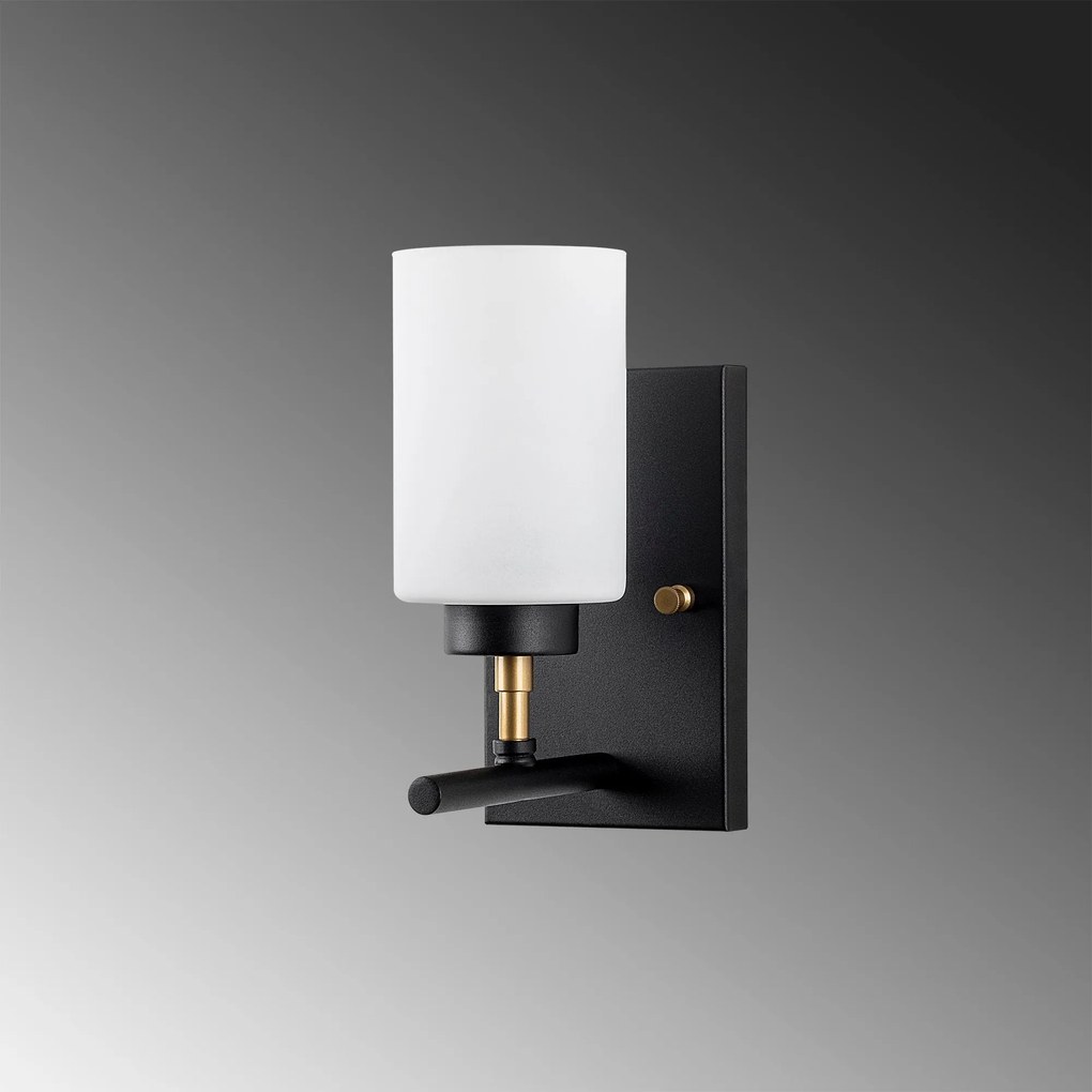 Aplique de Parede Yensuk – Preto, Branco e Dourado – 12 x 17 x 25 cm