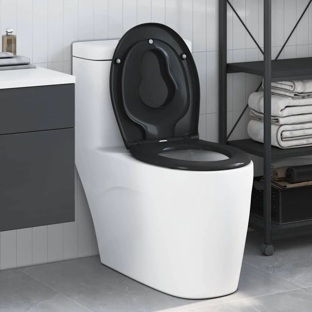 vidaXL Assento de Toilette de Liberação Rápida Preto