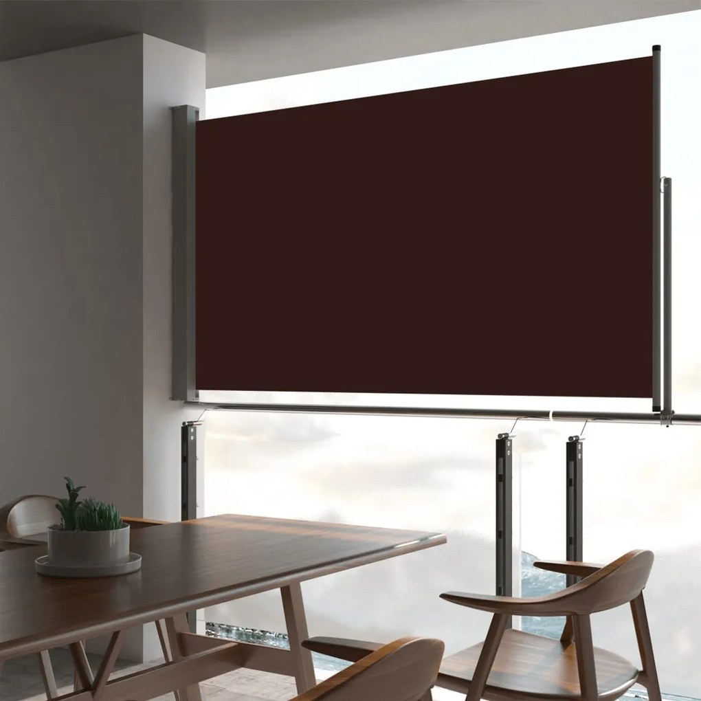vidaXL Toldo lateral retrátil para pátio 140x300 cm castanho