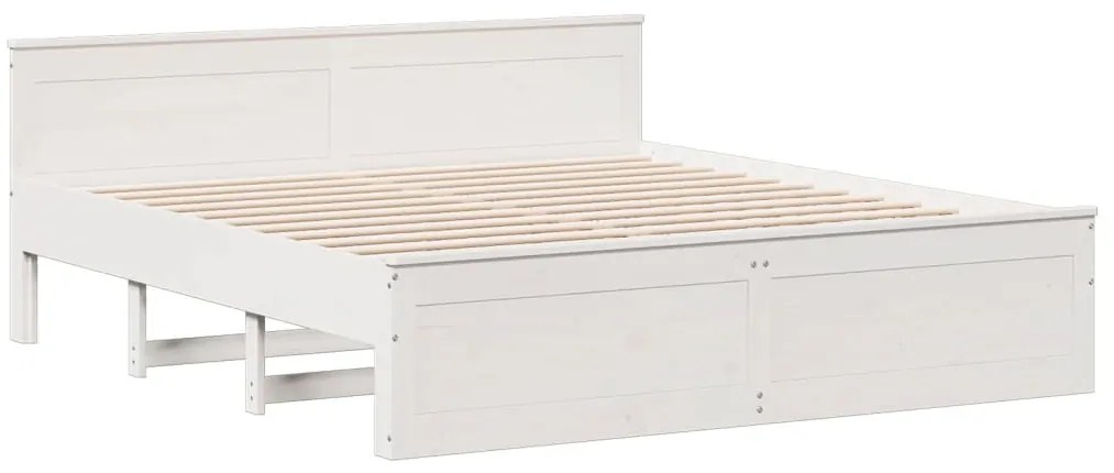 Cama com estante sem colchão 200x200 cm pinho maciço branco