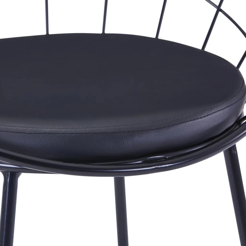 Cadeiras jantar c/ assentos em couro artificial 4 pcs aço preto