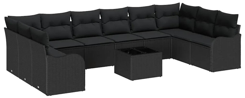 Conjunto de Sofá de Jardim vidaXL de 11 Peças com Almofadas Bege Poli