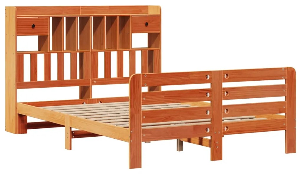 Cama com estante sem colchão 140x200 cm pinho maciço
