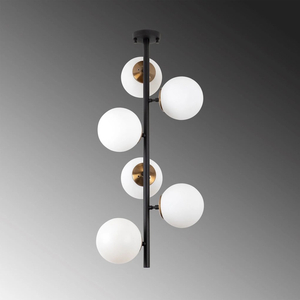 Candeeiro de Teto Fazli – Preto, Antigo e Creme – 40 x 40 x 83 cm