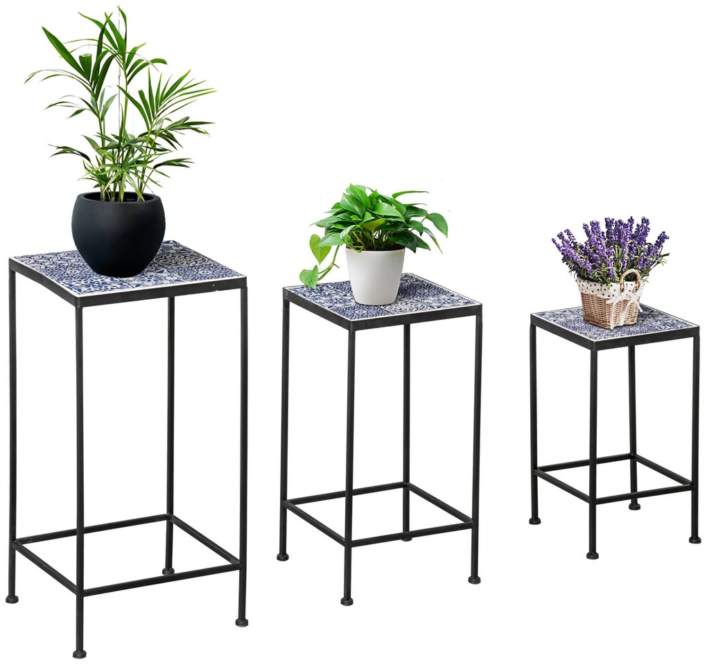 Suporte para Vasos de Metal 3 Peças Empilháveis Suporte para Plantas c