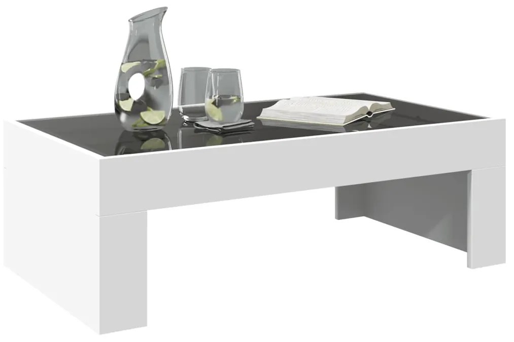 Mesa de centro com luzes LED Infinity 90x50x30 cm branco