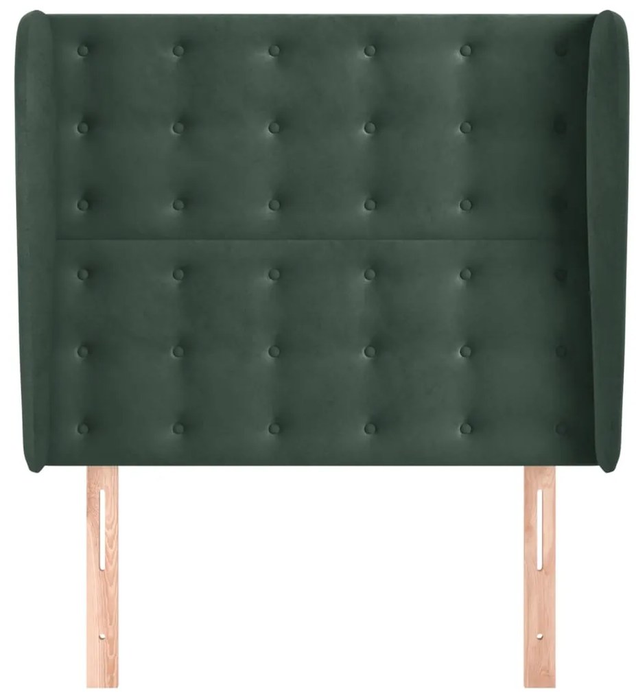 Cabeceira cama c/ abas veludo 103x23x118/128 cm verde-escuro