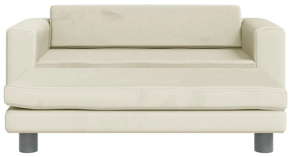 Sofá infantil com apoio de pés 100x50x30 cm veludo cor creme