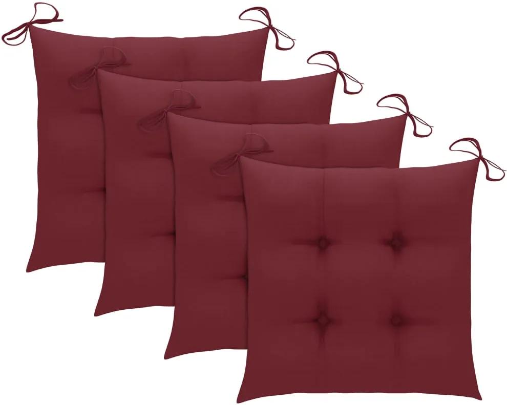 Almofadões de cadeira 4 pcs 40x40x7 cm tecido vermelho tinto