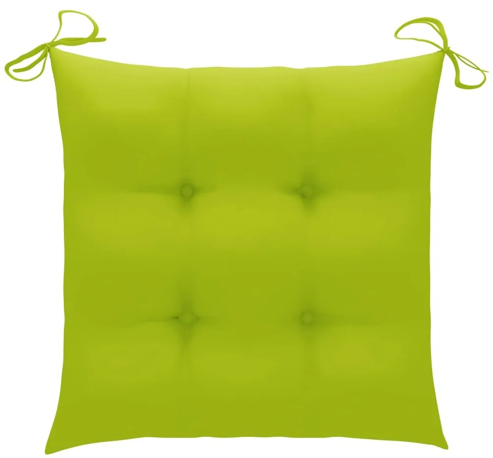 Cadeiras jardim c/ almofadões verde brilhante 4 pcs teca maciça