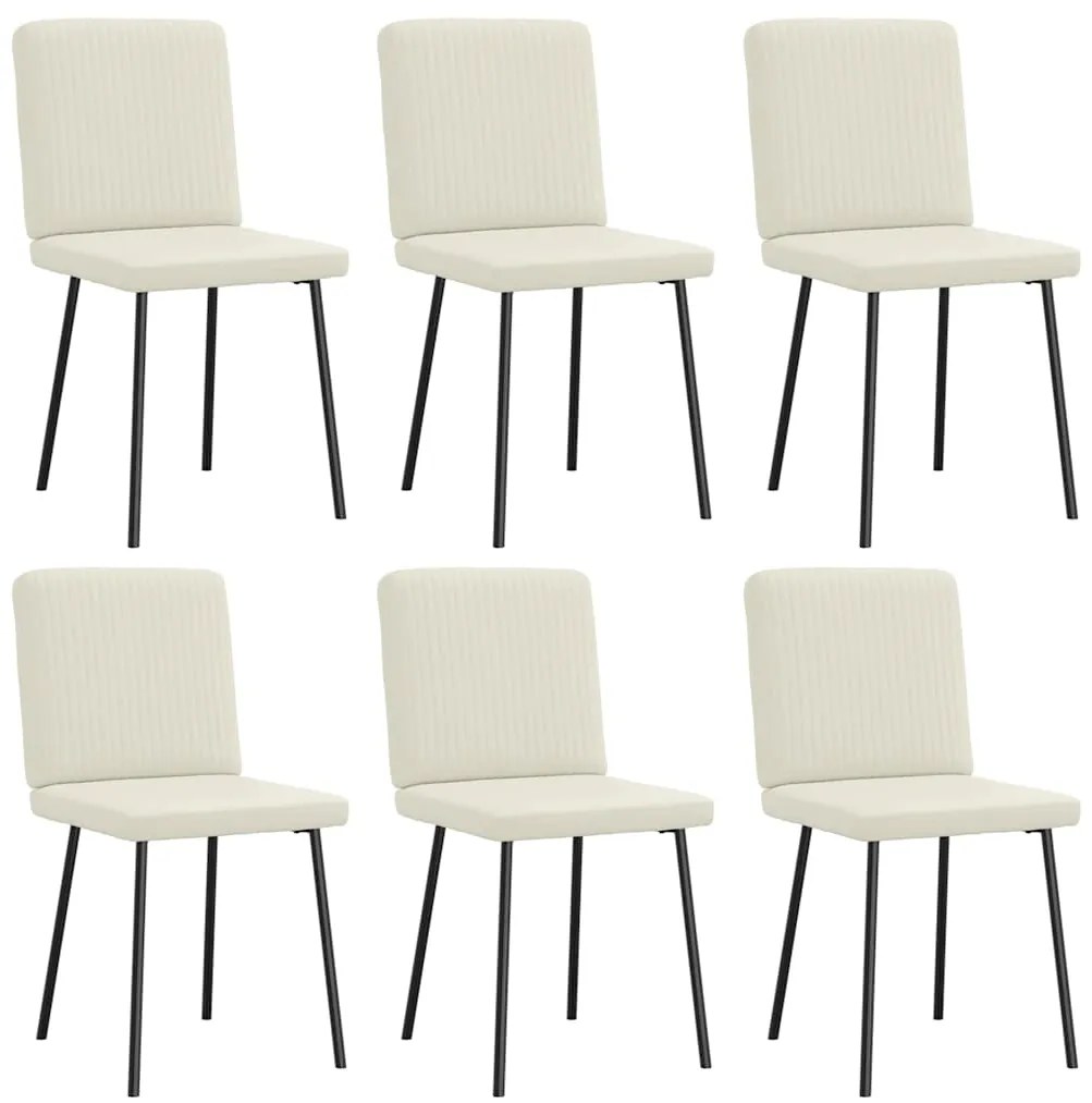 Cadeiras de jantar 6 pcs veludo cor creme