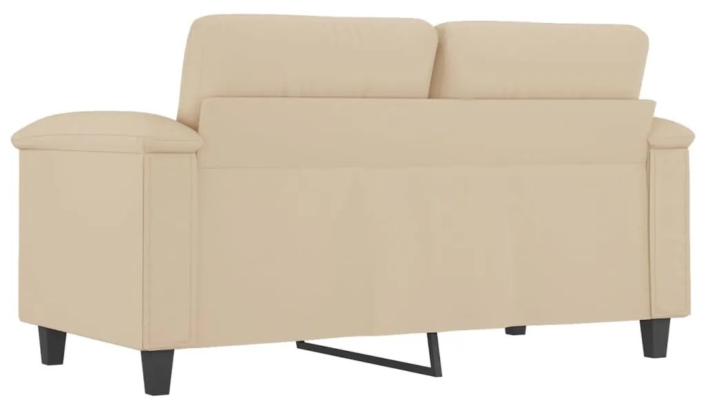 Sofá de 2 lugares 120 cm tecido de microfibra cor creme